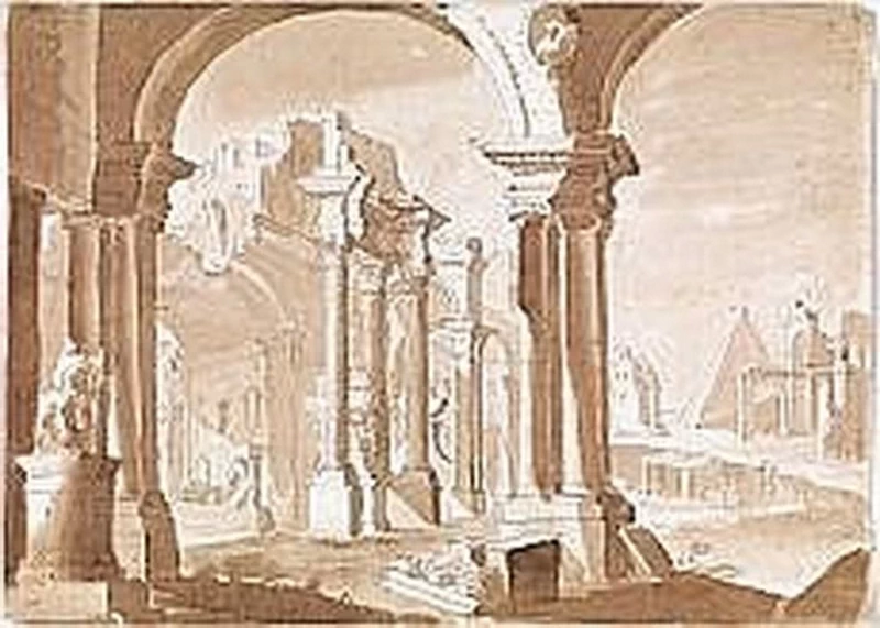 Capriccio con grande portale a colonne